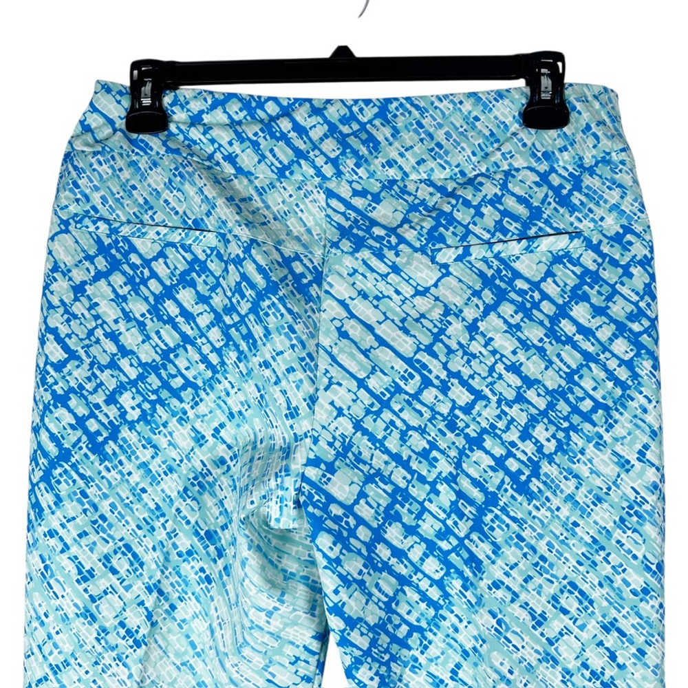 IBKUL Blue Print Golf Ankle Pants Pull On Seam Straight Leg UPF Wicking Size 14 - Picture 6 of 10